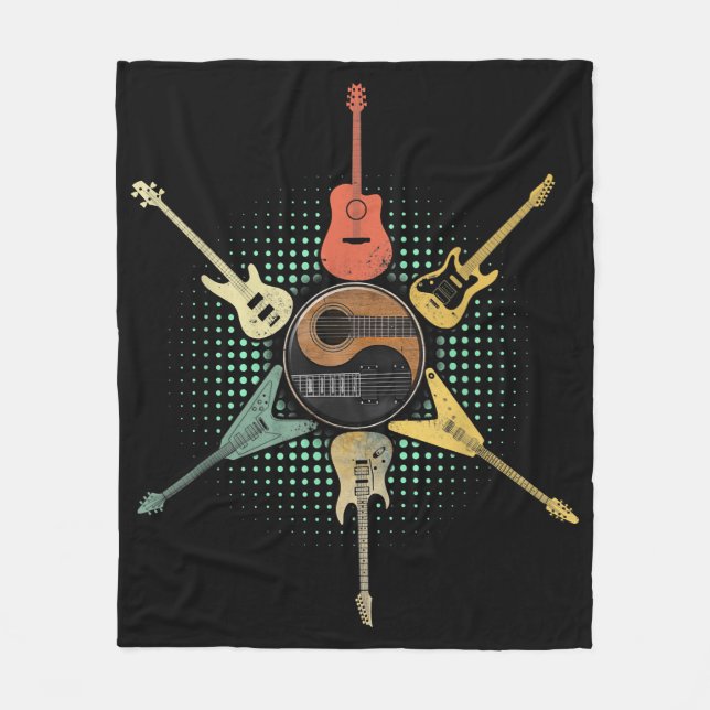 Manta Polar Camisa de guitarra. Estilo Retro, Regalo Para Guit (Anverso)