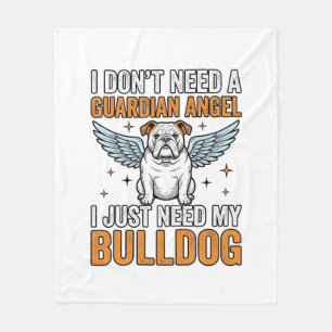 Manta Polar Camiseta Ángel de la Guarda Bulldog Amante de Perr