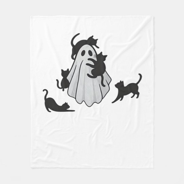 Manta Polar Camiseta Clásica Camiseta Clásica de Ghost y Gatos (Anverso)