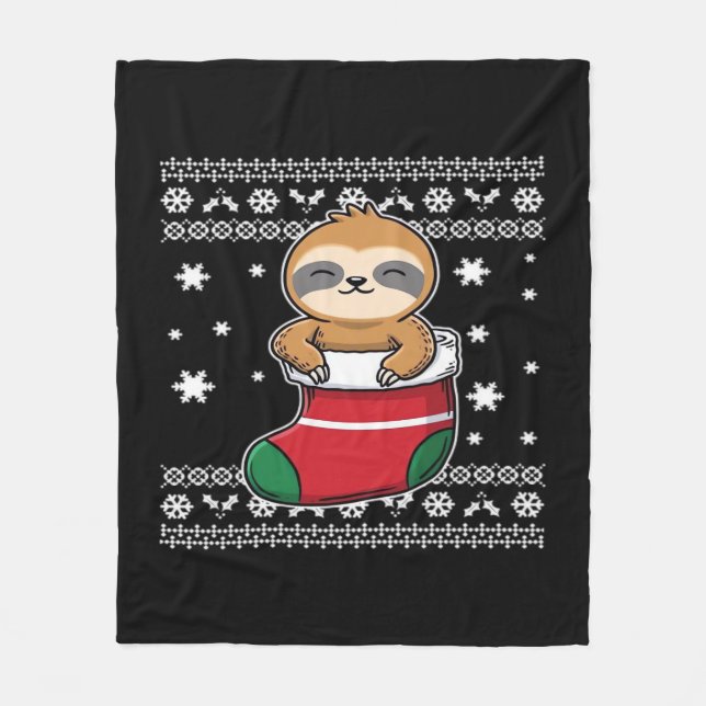 Manta Polar Camiseta Clásica Sloth navidades (Anverso)