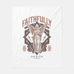 Manta Polar Camiseta cristiana grabado vintage ángel fielmente