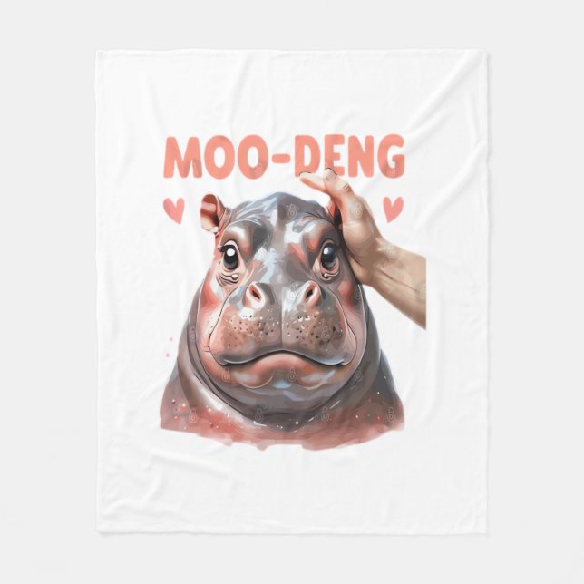 Manta Polar Camiseta Cute Moo Deng (Anverso)
