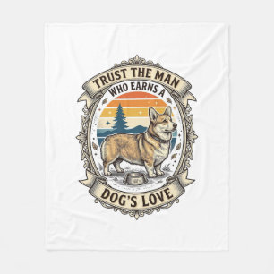 Manta Polar Camiseta de Amante de Corgi Diseño de Grabado Vint
