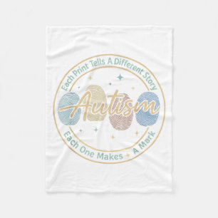 Manta Polar Camiseta de Autismo de Huella Dactilar Cada Impres