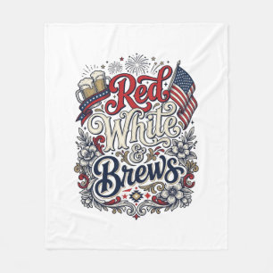 Manta Polar Camiseta de cerveza patriótica Red White & Brews D