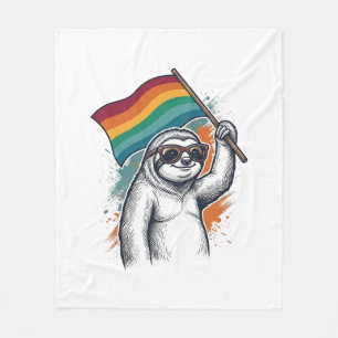 Manta Polar Camiseta de diseño vintage de perezoso orgulloso_1