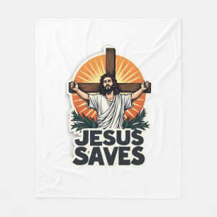 Manta Polar Camiseta de fe con grabado vintage Jesús salva (1)
