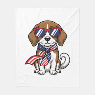 Manta Polar Camiseta de gafas de sol de perro Beagle patriótic