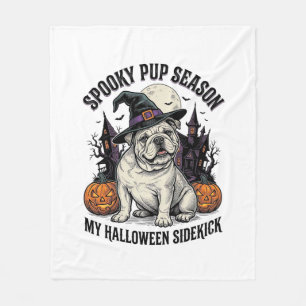 Manta Polar Camiseta de Halloween Bulldog Bruja Lindo Perro Gr
