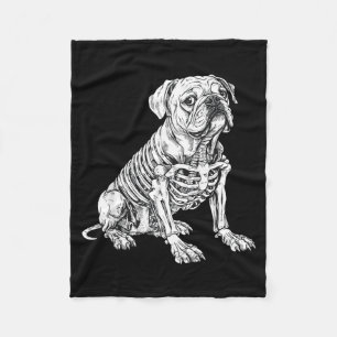 Manta Polar Camiseta de Halloween del esqueleto del perro Bull