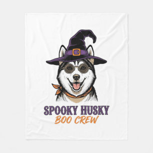 Manta Polar Camiseta de Husky de Halloween Bruja Perro Gráfico