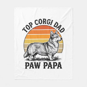 Manta Polar Camiseta de Papá Corgi Atardecer Vintage Regalo de