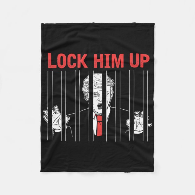 Manta Polar Camiseta de protesta anti Trump Lock Him Up (Anverso)