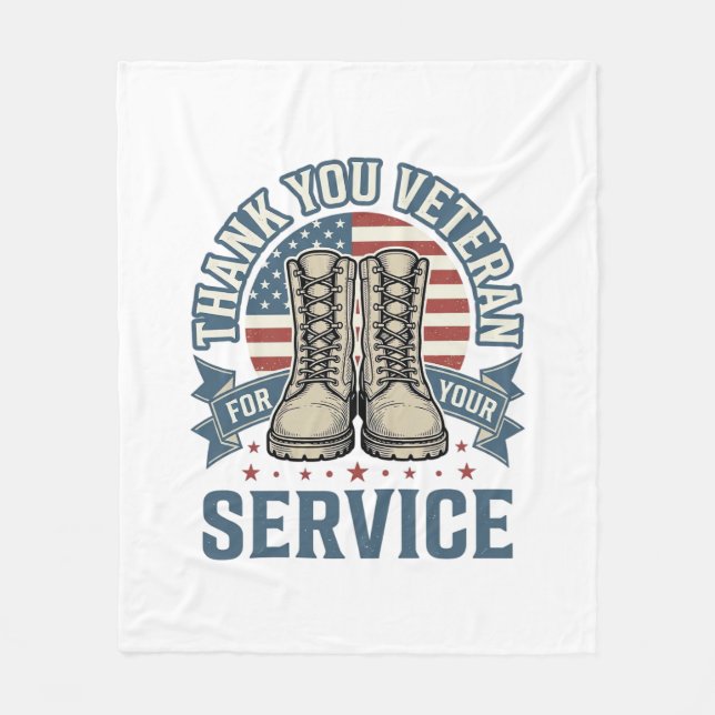 Manta Polar Camiseta de Servicio Botas Patrióticas para Vetera (Anverso)