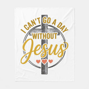 Manta Polar Camiseta de tipografía cristiana de la cruz de Jes