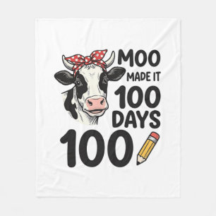 Manta Polar Camiseta de vaca de 100 días Diseño de escuela de 