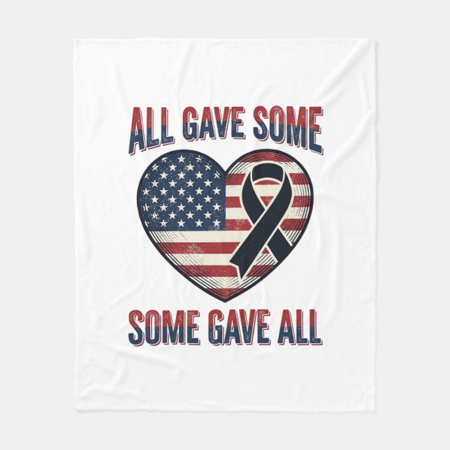 Manta Polar Camiseta de veterano con cinta de corazón conmemor (Anverso)