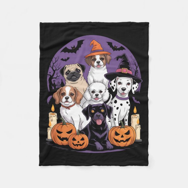 Manta Polar Camiseta divertida de Halloween de perro fantasma  (Anverso)