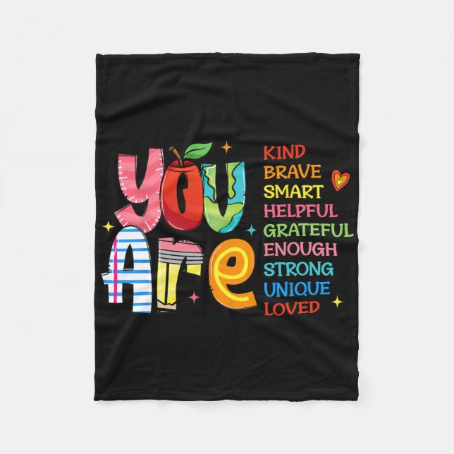 Manta Polar Camiseta Eres Amable Valiente Inteligente (Anverso)