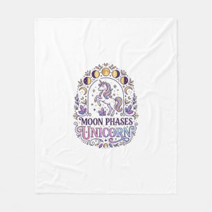 Manta Polar Camiseta Fases Lunares Unicornio Fondo Blanco Unic