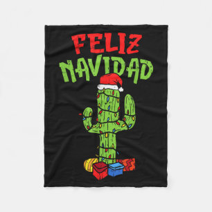 Manta Polar Camiseta Feliz Navidad Cactus de Navidad Mexicano