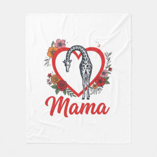 Manta Polar Camiseta Floral Corazón Mamá Jirafa Vintage Diseño