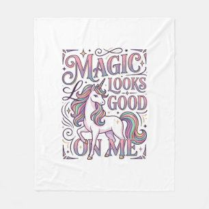 Manta Polar Camiseta gráfica de moda con magia de unicornio pa