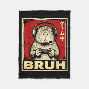 Manta Polar Camiseta Gráfica Divertida de Capybara Gamer Bruh