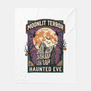Manta Polar Camiseta Luna Embrujada Grabado Vintage Halloween
