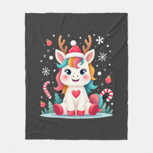 Manta Polar Camiseta Navideña Monos Niñas Mujeres Xmas Unicorn