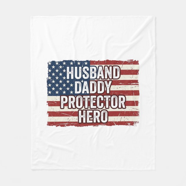 Manta Polar Camiseta Patriótica Marido Papá Protector Héroe Ba (Anverso)