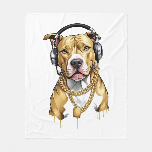 Manta Polar Camiseta Pitbull estilo urbano (Anverso)
