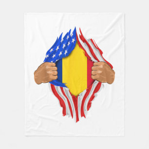 Manta Polar Camiseta Sangre Rumana Dentro de Mí Bandera de Rum