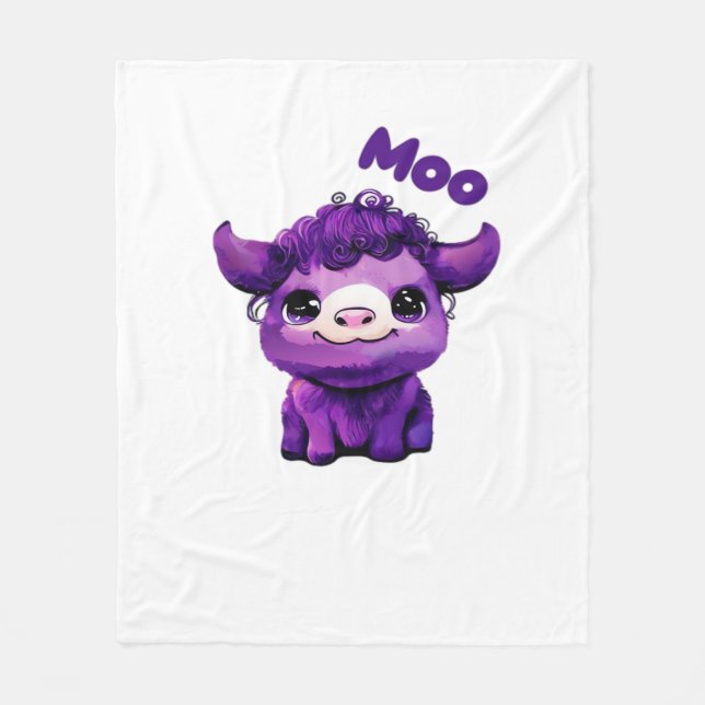 Manta Polar Camiseta sobredimensionada de vaca púrpura (Anverso)