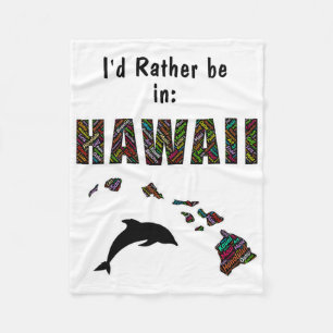 Manta Polar Camiseta temática hawaiana Preferiría estar en Haw