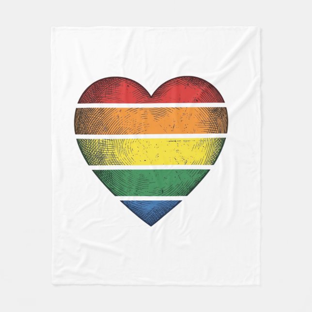 Manta Polar Camiseta Vectorial de Orgullo Corazón Arcoíris Vin (Anverso)
