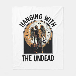 Manta Polar Camiseta Zombie Relajado Gráfico Vintage de Hallow