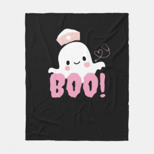 Manta Polar Camisetas de enfermería de Halloween ¡Boo femenino