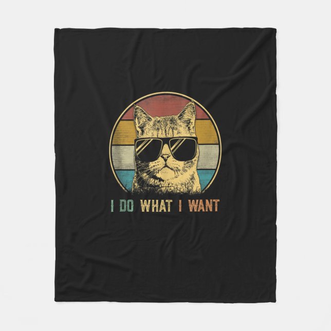 Manta Polar camisetas de gatos para hombres, Retro hago lo que (Anverso)