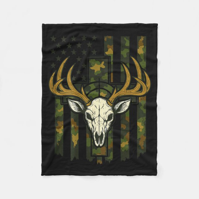 Manta Polar Camo American Flag Elk Skull Deer Hunting Youth Bo (Anverso)