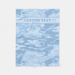 Manta Polar Camo azul con texto Personalizado