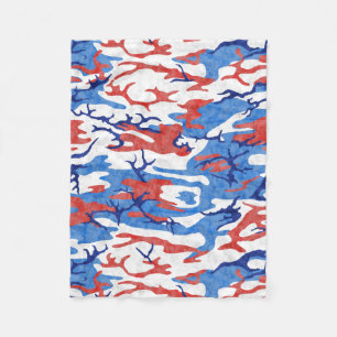 Manta Polar Camo blanco y azul rojo apenado