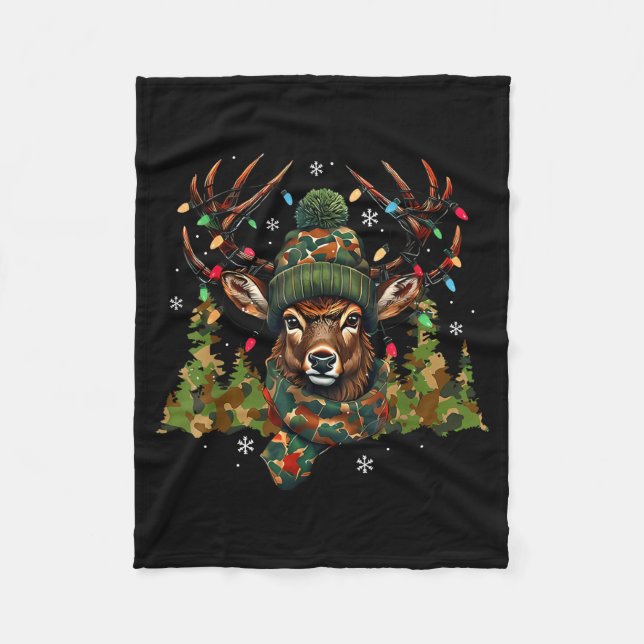 Manta Polar Camo Hunting Reindeer Deer Xmas Lights Christmas H (Anverso)
