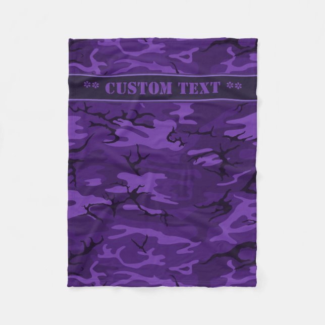 Manta Polar Camo morado oscuro con texto Personalizado (Anverso)