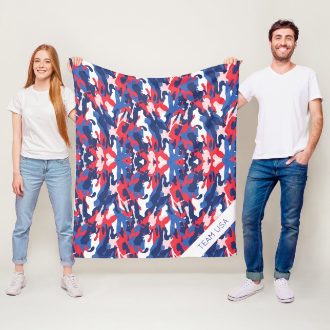 Manta Polar Camo Patriótico Rojo Azul Blanco Libertad USA (In situ)