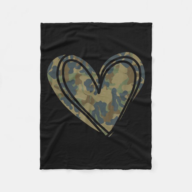 Manta Polar Camo Print Heart Valentines Day  (Anverso)