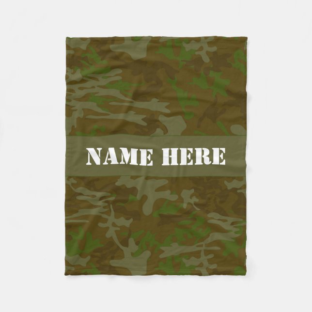 Manta Polar Camo Throw Blanket, Personalizado verde caqui (Anverso)