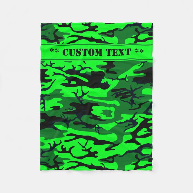 Manta Polar Camo verde extranjero con texto Personalizado (Anverso)