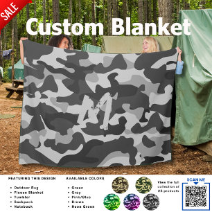 Manta Polar Camouflage Camping Blanket GRAY Personalizado