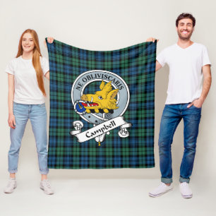 Manta Polar Campbell Antigua insignia de clan Tartán Plaid